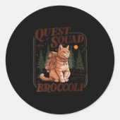 Quest Fantasy Squad Broccoli Funny Cat Ronde Sticker (Voorkant)