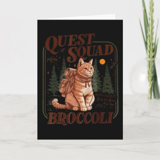 Quest Fantasy Squad Broccoli Grappige Kat  Kaart (Voorkant)