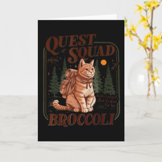 Quest Fantasy Squad Broccoli Grappige Kat  Kaart (Gele Bloem)
