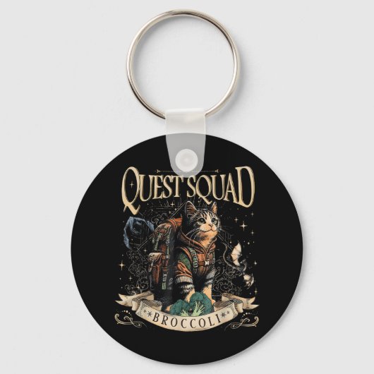 Quest Fantasy Squad Broccoli Kitten Funny Cat Sleutelhanger (Voorkant)