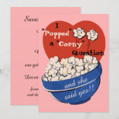 Question Ringarde Popcorn, Joli Rétro Faire-Part d (Devant / Derrière)