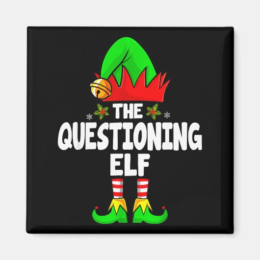 Questioning Elf Group Christmas Funny Pajama Party Magneet (Voorkant)