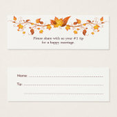 Questionnaire du Mariage du feuillage d'automne (Devant & derrière)