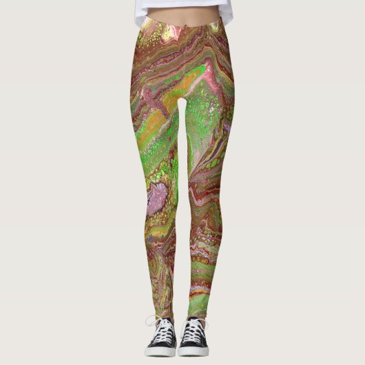 Questions 1 Leggings Vert Sauge Marron (Devant)