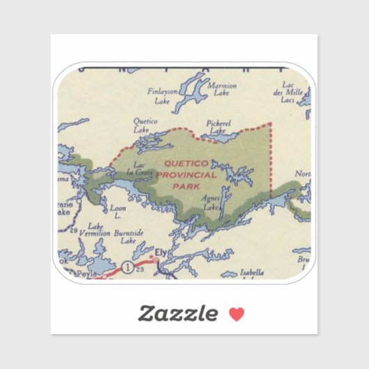 Quetico Provincial Park Kaart Sticker (Vel)