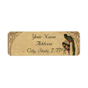 Quetzal Bird Elegant Return Address Etiket