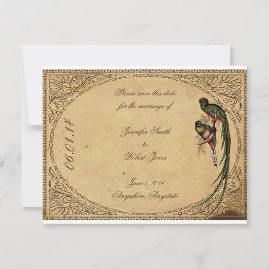 Quetzal Bird Elegant Sla de datumkaart op Save The Date (Voorkant)