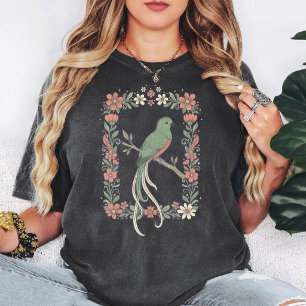 Quetzal Vogel Bloemrijke Rechthoek T-shirt
