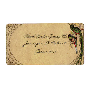 Quetzal Vogel Elegant Waterflesetiket Etiket