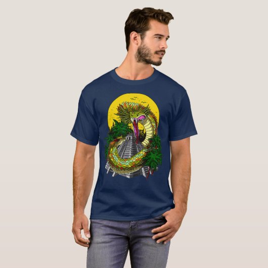 Quetzalcoatl Aztec God Ancient Mayan Pyramids T-shirt (Voorkant volledig)