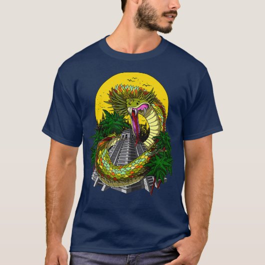 Quetzalcoatl Aztec God Ancient Mayan Pyramids T-shirt (Voorkant)