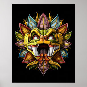 Quetzalcoatl Azteekse gevederde slangengod Poster