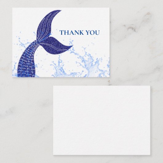 Queue Bleue Du Carte de remerciements De Sirène (Devant / Derrière)