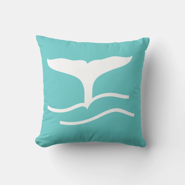 queue de baleine blanche sur coussin bleu turquois (Recto)