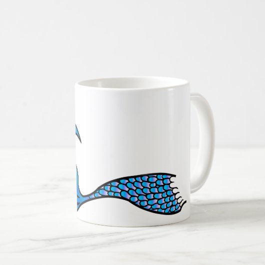 Queue de sirène bleue sur une tasse de café (Devant droit)