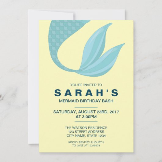 Queue de sirène | Invitation d'anniversaire de Sir (Devant)