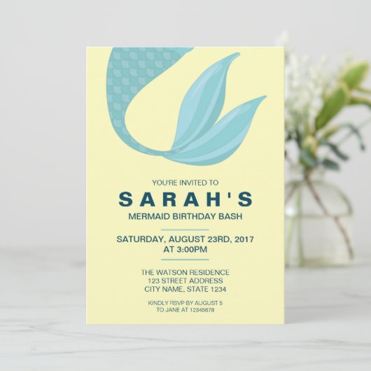 Queue de sirène | Invitation d'anniversaire de Sir (Debout devant)