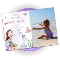 Queue de sirène pourpre Anniversaire Invitations a