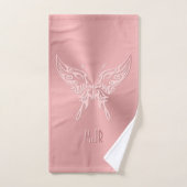 Queue ronde papillon rose stylisé, look Embossé (Serviette à main)