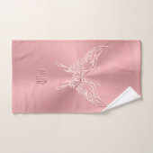Queue ronde papillon rose stylisé, look Embossé (Serviette à main)