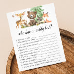 Qui Connaît Daddy Meilleur Baby shower Animaux<br><div class="desc">Qui connaît le mieux papa? jeu présente des animaux de la forêt illustration.</div>