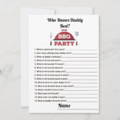 Qui Connaît Daddy Meilleure Carte Baby shower BBQ (Devant)