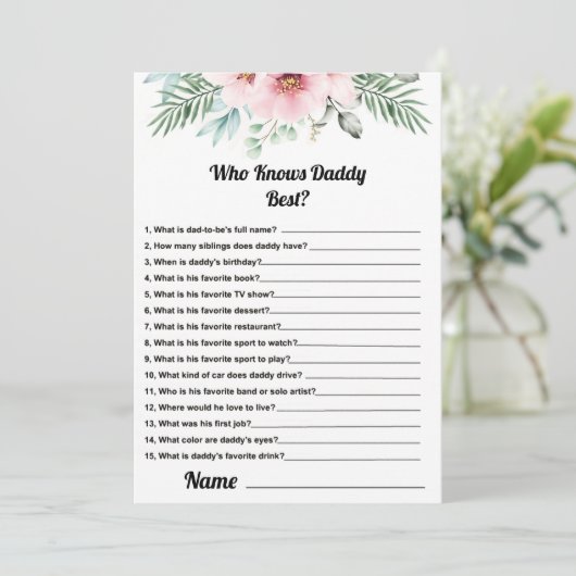 Qui Connaît Daddy Meilleure Carte De Jeu Baby show (Debout devant)