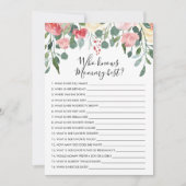 Qui connaît maman Best ? Carte de jeu baby shower (Devant)