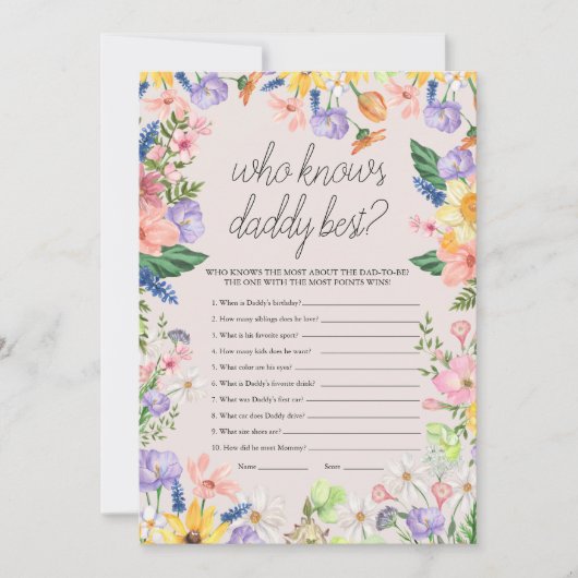 Qui Connaît Papa Meilleure Carte De Jeu Bébé (Devant)