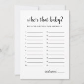 Qui est ce bébé ? Carte Baby shower de jeu (Devant)