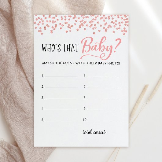 Qui est ce bébé ? Carte Baby shower de jeu