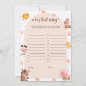 Qui est ce bébé jeu photo et la carte de réponse (Dos)