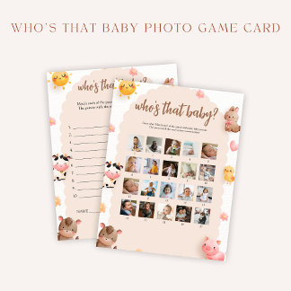 Qui est ce bébé jeu photo et la carte de réponse