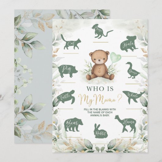 Qui est ma maman Teddy Bear Baby shower carte de j (Devant / Derrière)