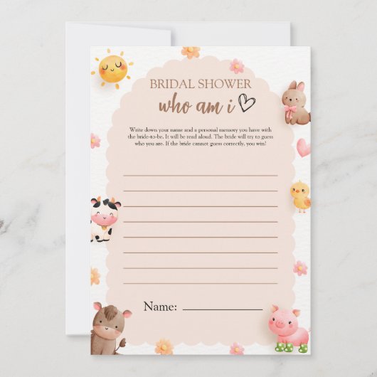 Qui suis-je Baby shower carte de jeu (Devant)