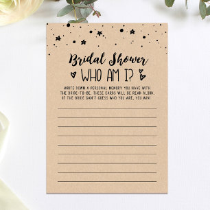 Qui suis-je Fête des mariées ou Hen Party carte de