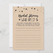 Qui suis-je Fête des mariées ou Hen Party carte de (Devant)