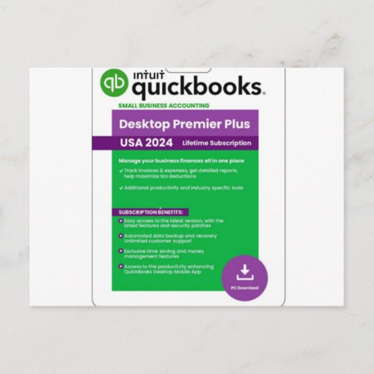 Quickbooks Desktop Premier 2024- intquickbooks.com Briefkaart (Voorkant)