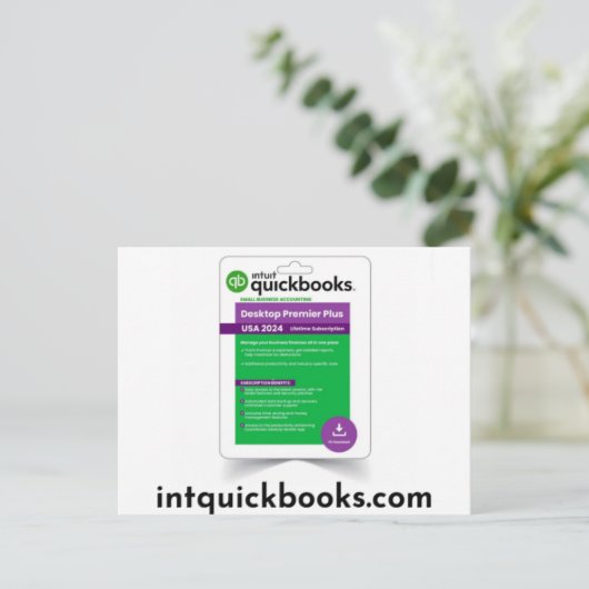 Quickbooks Desktop Premier 2024- intquickbooks.com Briefkaart (Staand voorkant)