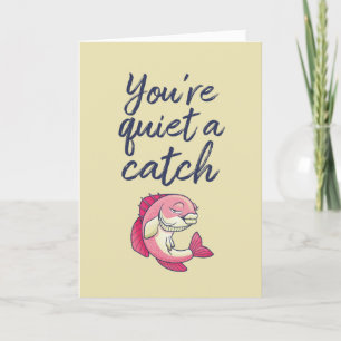 Quiet A Catch Vist Pun Funny Valentijnsdag Feestdagen Kaart