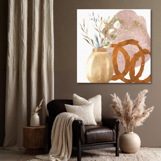 Quiet Balance Abstract Botanical Still Life Canvas Afdruk