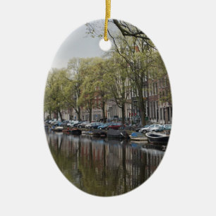 Quiet Canal Scene - Amsterdam, Nederland Keramisch Ornament