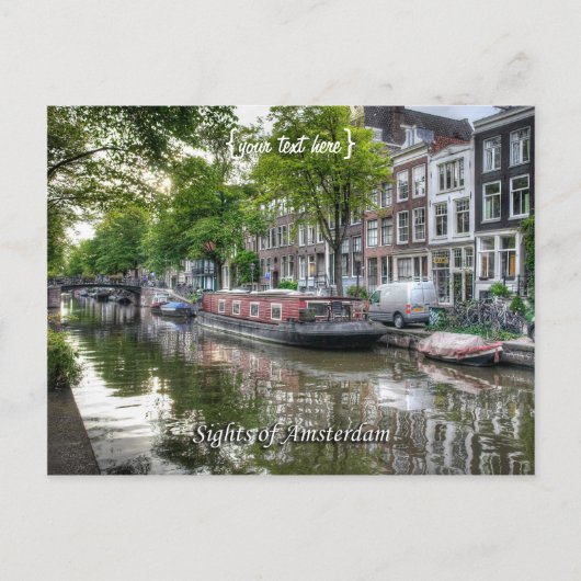 Quiet Canal Scene, Sights of Amsterdam Briefkaart (Voorkant)
