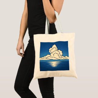 Quiet Horizon – Minimal Ocean & Cloud Art Tote Bag