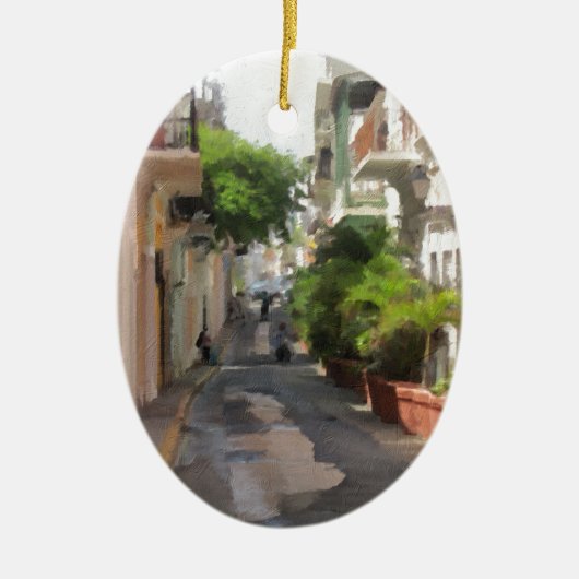 Quiet Little Street van Puerto Rico Keramisch Ornament (Voorkant)