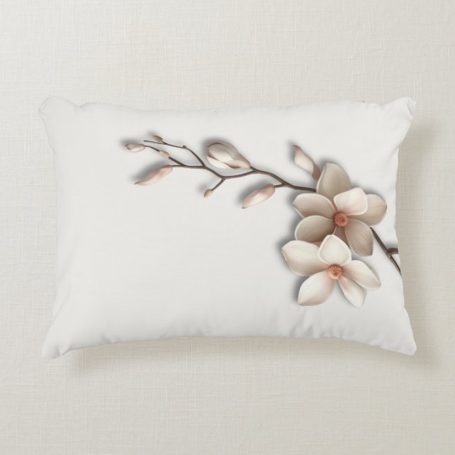 Quiet Luxury Botanical Magnolia Accent Kussen (Voorkant)
