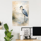Quiet Marsh Heron | Blue Heron | Poster (Bureau à domicile)