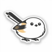 Quiet Minimal Long-Tailed Tit Illustration Sticker (Voorkant)