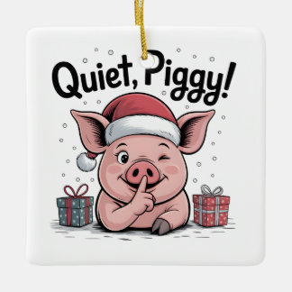 Quiet Piggy Christmas Santa hat Democratic  Keramisch Ornament