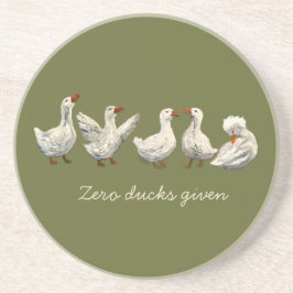 Quiet Quack: White Duck Starry Night Goose Zandsteen Onderzetter